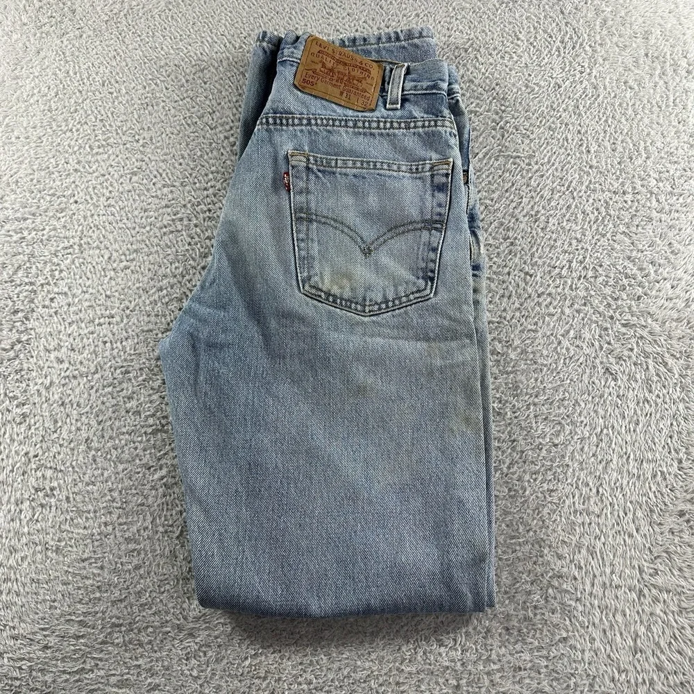 Vintage Levi's 505 Mens 31x32 (28x30) Regular Fit Straight Leg Blue‎ Stained